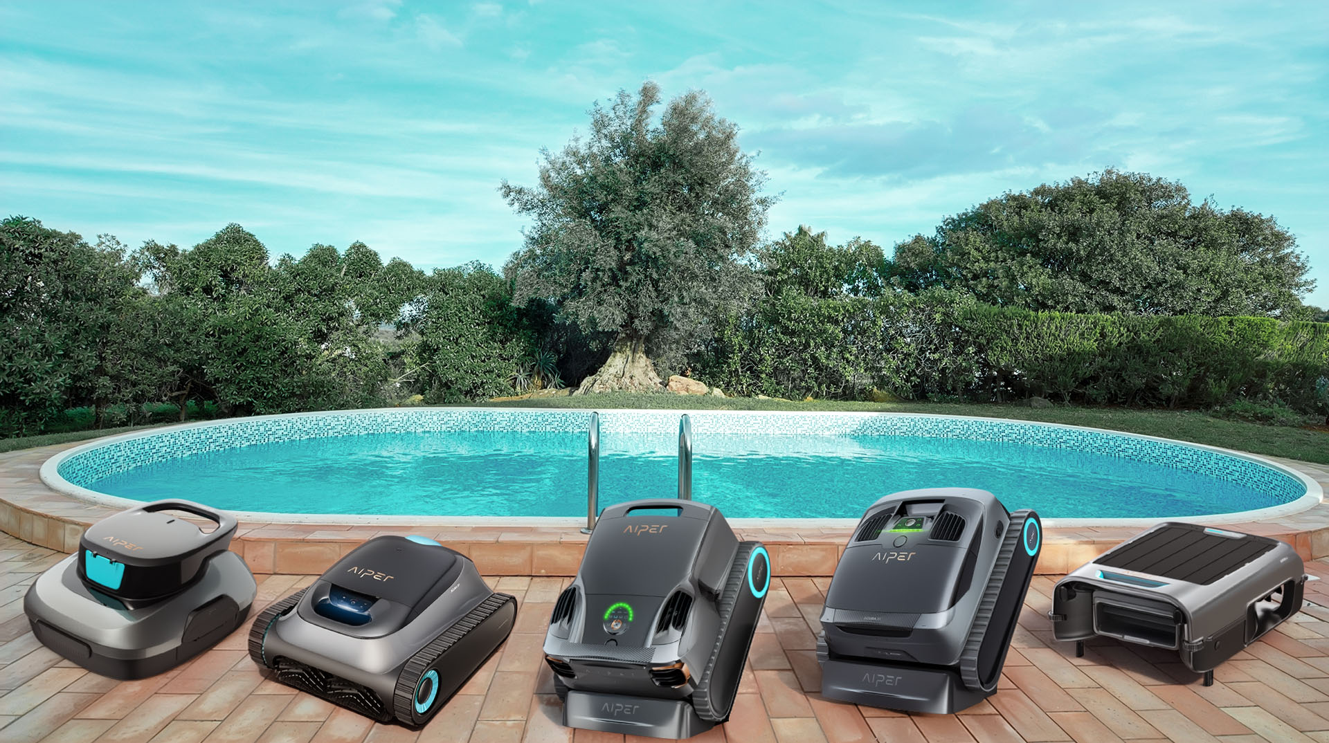 Aiper poolrobotter foran pool